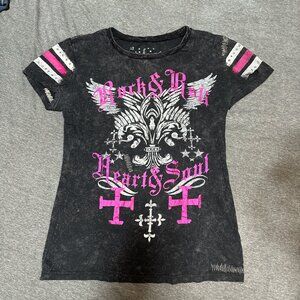 Black and pink Rock & Roll Heart & Soul baby tee